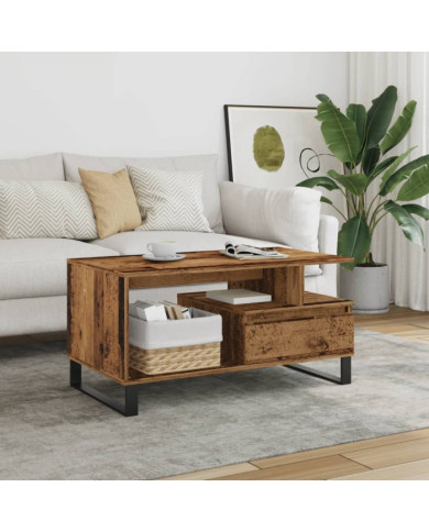 Table basse vieux bois 90x49x45 cm bois d'ingénierie | Mobilier & Déco