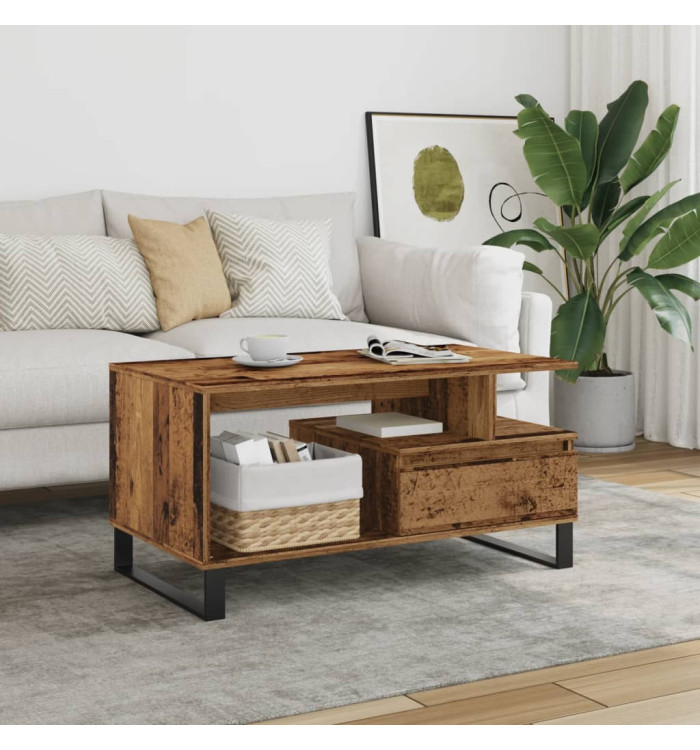 Table basse vieux bois 90x49x45 cm bois d'ingénierie | Mobilier & Déco