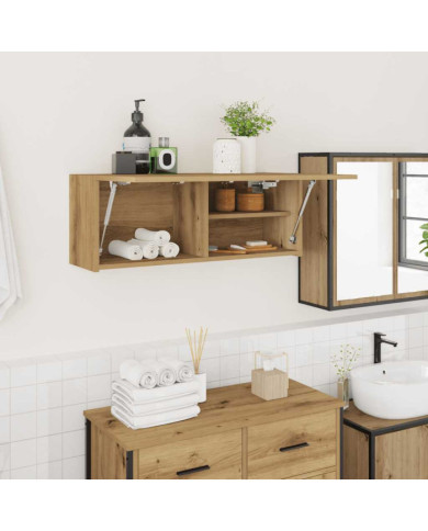 Armoire murale de bain chêne artisanal bois d'ingénierie | Mobilier & Déco