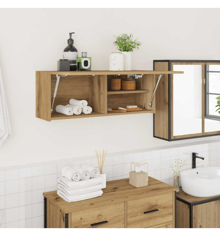 Armoire murale de bain chêne artisanal bois d'ingénierie | Mobilier & Déco