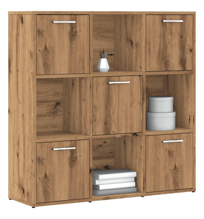 Bibliothèque chêne artisanal 90x28x90 cm bois d'ingénierie | Mobilier & Déco