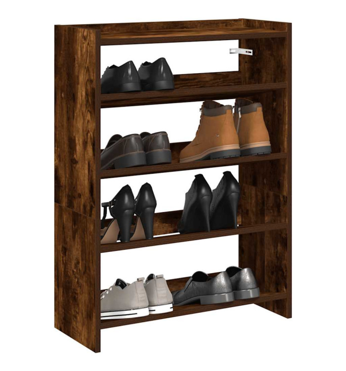 Étagère à chaussures chêne fumé 60x25x62 cm bois d'ingénierie | Mobilier & Déco