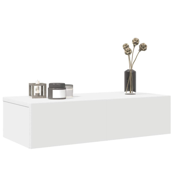 Étagère murale et tiroirs blanc 60x26,5x15 cm bois d'ingénierie | Mobilier & Déco