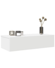 Étagère murale et tiroirs blanc 60x26,5x15 cm bois d'ingénierie | Mobilier & Déco