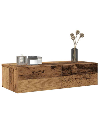 Étagère murale avec tiroirs vieux bois bois d'ingénierie | Mobilier & Déco