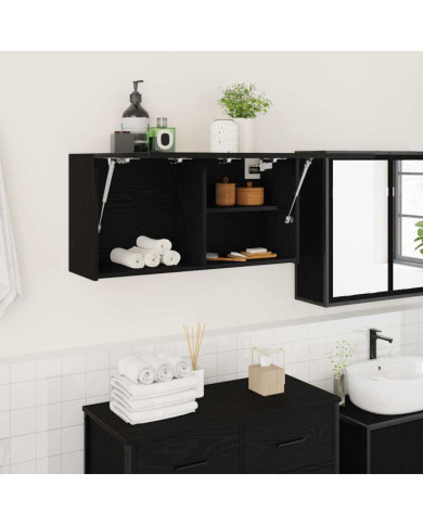 Armoire murale de bain noir 80x25x40 cm bois d'ingénierie | Mobilier & Déco