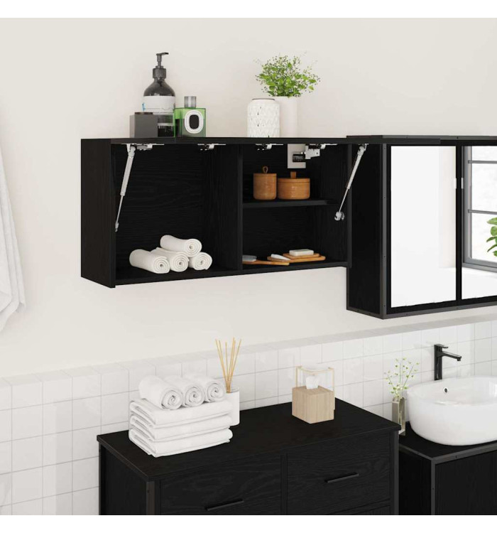 Armoire murale de bain noir 80x25x40 cm bois d'ingénierie | Mobilier & Déco