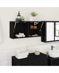 Armoire murale de bain noir 80x25x40 cm bois d'ingénierie | Mobilier & Déco