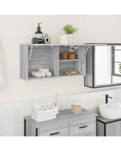 Armoire murale de bain sonoma gris 80x25x40cm bois d'ingénierie | Mobilier & Déco