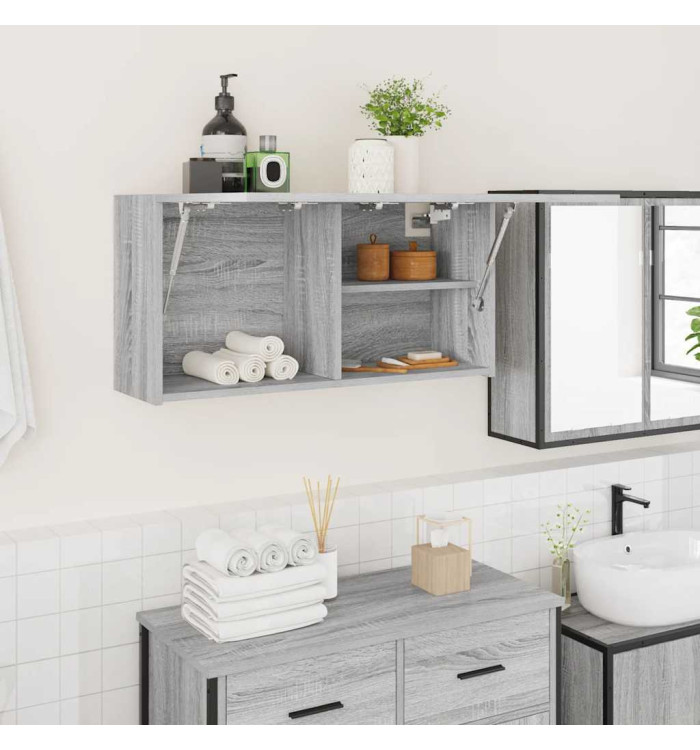 Armoire murale de bain sonoma gris 80x25x40cm bois d'ingénierie | Mobilier & Déco