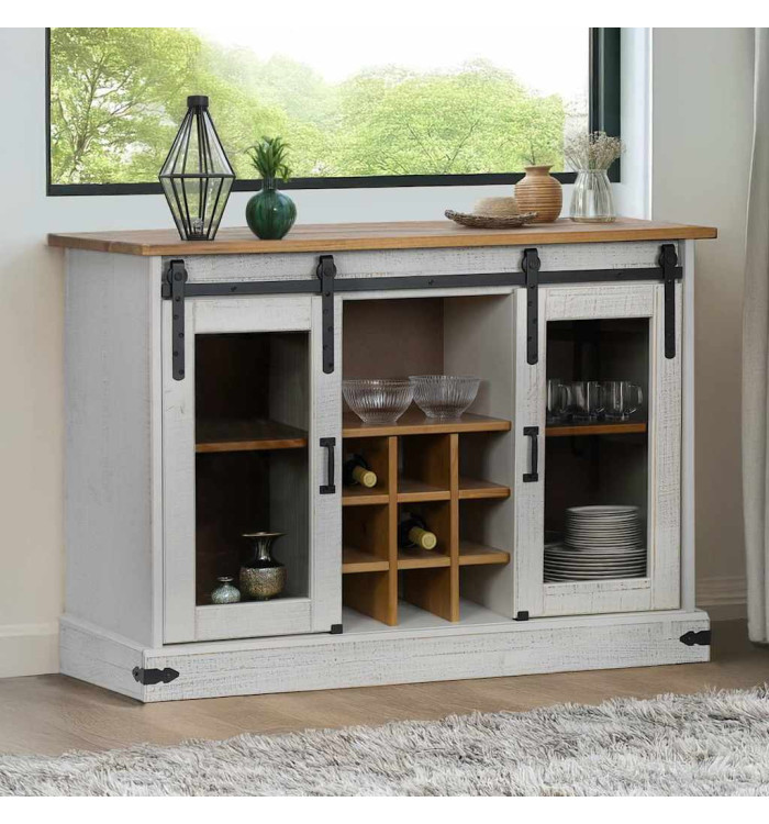 Buffet HALDEN 2 portes coulissantes blanc 112x40x80 cm | Mobilier & Déco