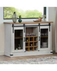 Buffet HALDEN 2 portes coulissantes blanc 112x40x80 cm | Mobilier & Déco