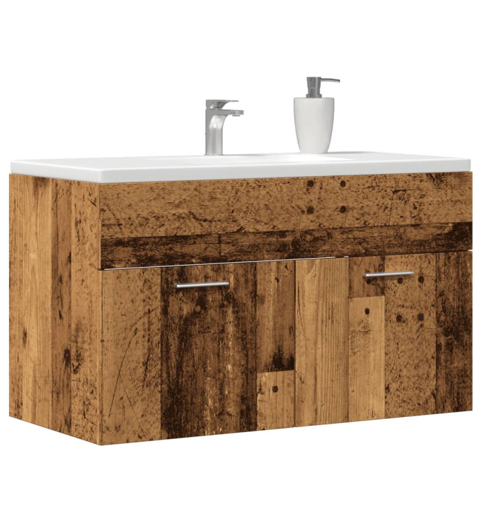Meuble lavabo de salle de bain vieux bois bois d'ingénierie | Mobilier & Déco