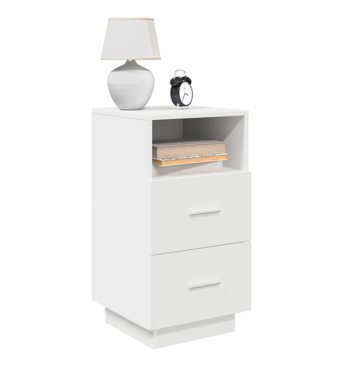 Table de chevet avec 2 tiroirs blanc 36x36x68 cm | Mobilier & Déco