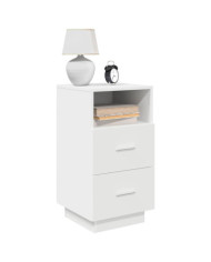 Table de chevet avec 2 tiroirs blanc 36x36x68 cm | Mobilier & Déco