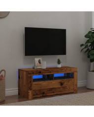 Meuble TV avec lumières LED vieux bois bois d'ingénierie | Mobilier & Déco