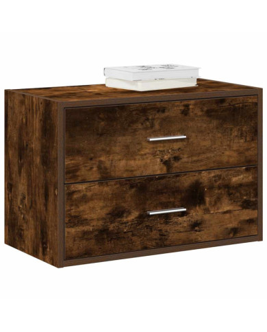 Armoire avec 2 tiroirs chêne fumé 60x31x40 cm bois d'ingénierie | Mobilier & Déco