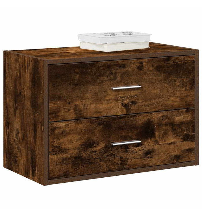 Armoire avec 2 tiroirs chêne fumé 60x31x40 cm bois d'ingénierie | Mobilier & Déco
