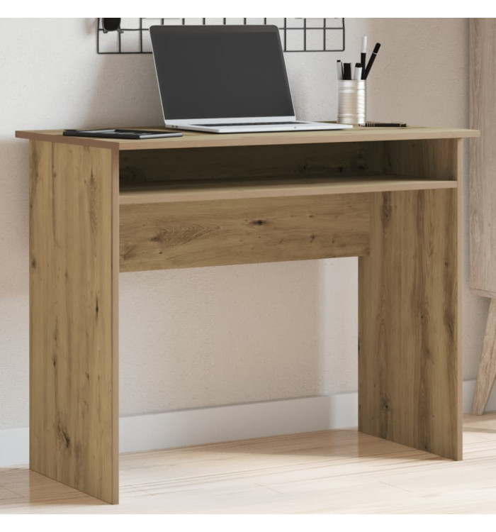 Bureau chêne artisanal 90x50x74 cm bois d'ingénierie | Mobilier & Déco