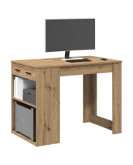 Bureau avec tiroir et étagère chêne artisanal bois d'ingénierie | Mobilier & Déco