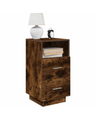 Table de chevet avec 2 tiroirs chêne fumé 36x36x68 cm | Mobilier & Déco