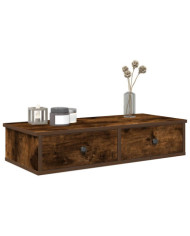Étagère murale avec tiroirs chêne fumé bois d'ingénierie | Mobilier & Déco