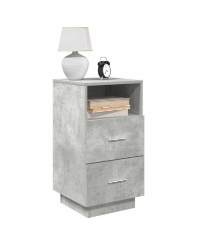 Table de chevet avec 2 tiroirs gris béton 36x36x68 cm | Mobilier & Déco