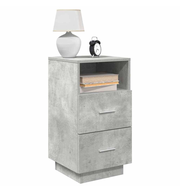Table de chevet avec 2 tiroirs gris béton 36x36x68 cm | Mobilier & Déco