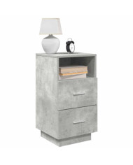 Table de chevet avec 2 tiroirs gris béton 36x36x68 cm | Mobilier & Déco