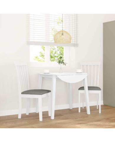 Chaises à manger coussins 2 pcs blanc bois massif caoutchouc | Mobilier & Déco