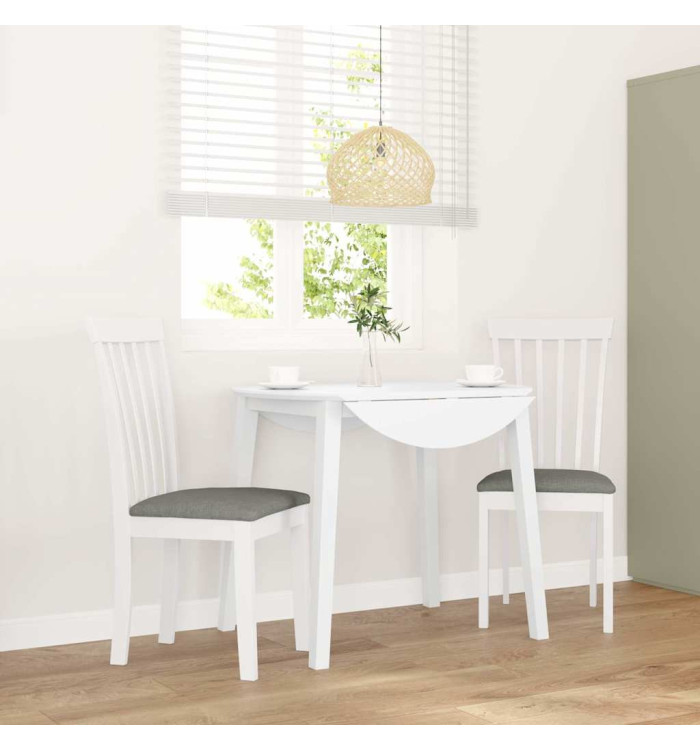 Chaises à manger coussins 2 pcs blanc bois massif caoutchouc | Mobilier & Déco
