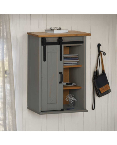 Armoire suspendue HALDEN porte coulissante gris 49x22,5x70 cm | Mobilier & Déco