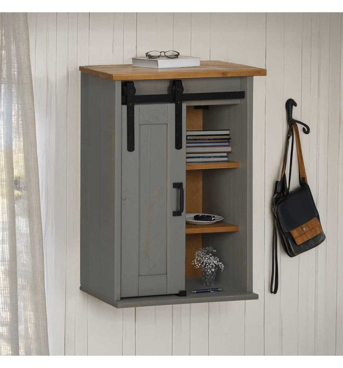 Armoire suspendue HALDEN porte coulissante gris 49x22,5x70 cm | Mobilier & Déco
