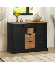 Buffet HALDEN 2 portes coulissantes noir 112x40x80 cm | Mobilier & Déco