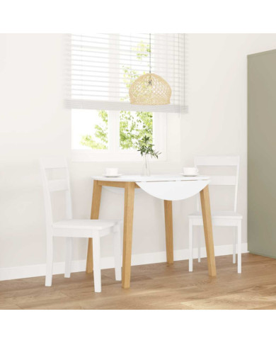 Chaises à manger 2 pcs blanc bois massif caoutchouc | Mobilier & Déco