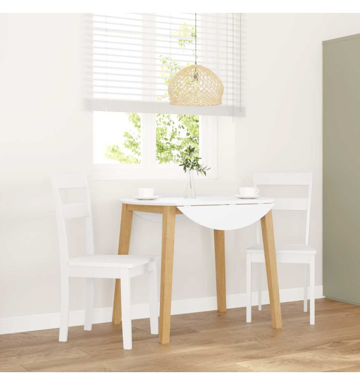 Chaises à manger 2 pcs blanc bois massif caoutchouc | Mobilier & Déco