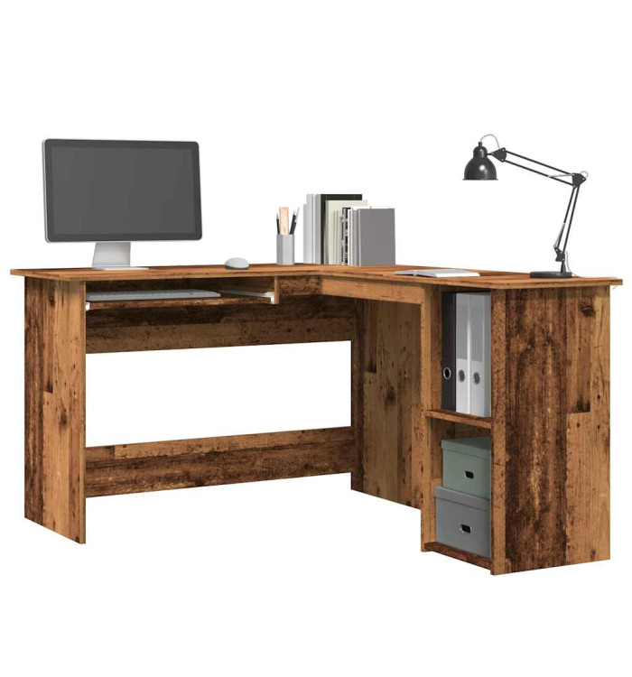 Bureau d'angle vieux bois 120x140x75 cm bois d'ingénierie | Mobilier & Déco