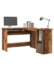 Bureau d'angle vieux bois 120x140x75 cm bois d'ingénierie | Mobilier & Déco