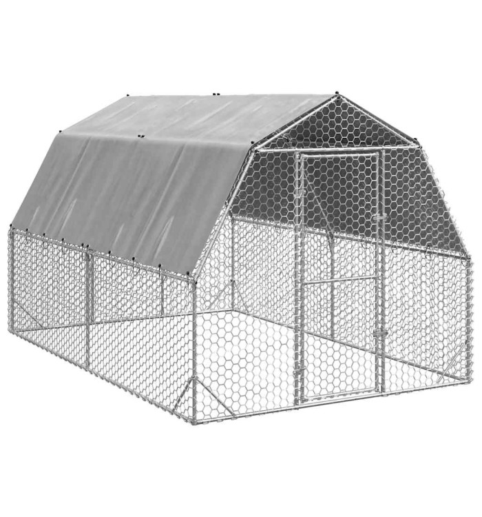 Poulailler avec toit 2,5x4x2,25 m acier galvanisé | Mobilier & Déco