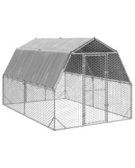 Poulailler avec toit 2,5x4x2,25 m acier galvanisé | Mobilier & Déco