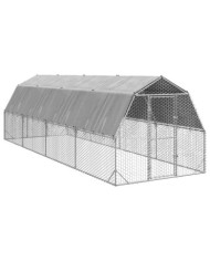 Poulailler avec toit 2,5x8x2,25 m acier galvanisé | Mobilier & Déco