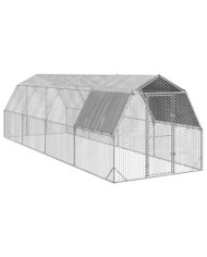 Poulailler avec toit 2,5x8x2,25 m acier galvanisé | Mobilier & Déco