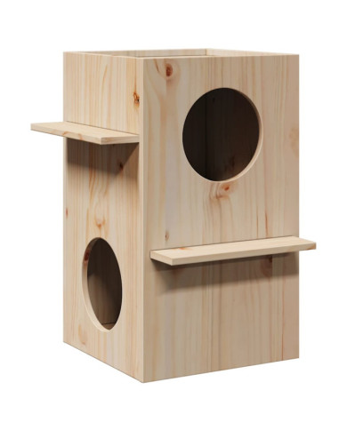 Maison pour chat 43x43x60 cm bois de pin massif | Mobilier & Déco