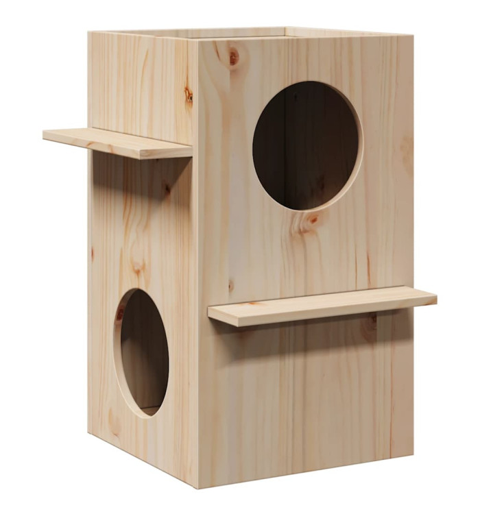 Maison pour chat 43x43x60 cm bois de pin massif | Mobilier & Déco