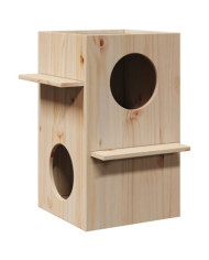Maison pour chat 43x43x60 cm bois de pin massif | Mobilier & Déco