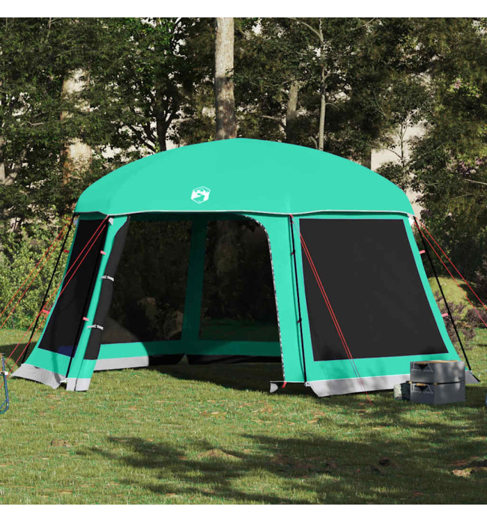 Tente piscine toit amovible parois maille vert d'eau 512x458 cm | Mobilier & Déco