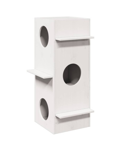 Maison pour chat blanc 43x43x90 cm bois de pin massif | Mobilier & Déco