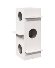 Maison pour chat blanc 43x43x90 cm bois de pin massif | Mobilier & Déco