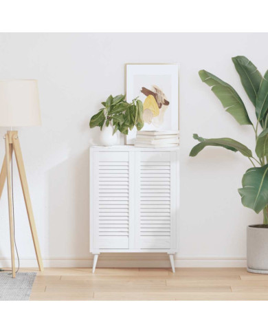 Portes d'armoire à persiennes 2 pcs blanc 69x29,5 cm | Mobilier & Déco