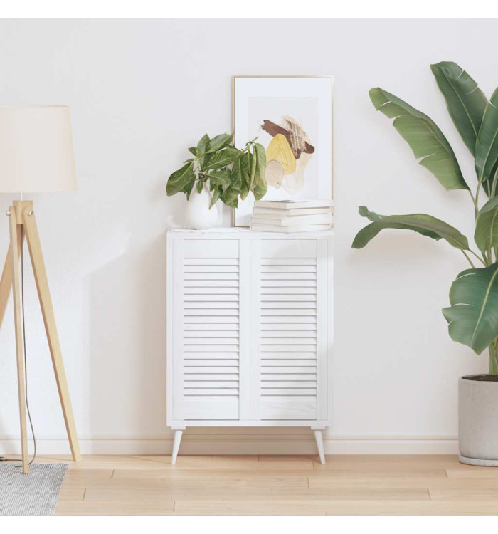 Portes d'armoire à persiennes 2 pcs blanc 69x29,5 cm | Mobilier & Déco